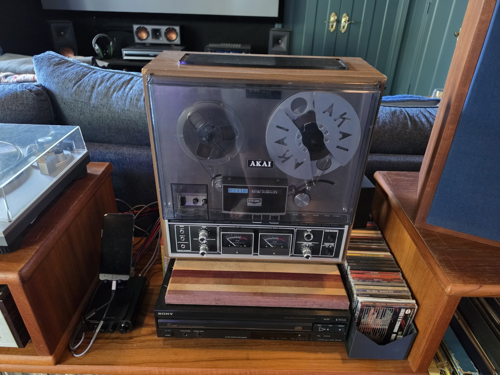 Akia GX-280D Reel to Reel with Rare Cover and OG reel and Tapes
