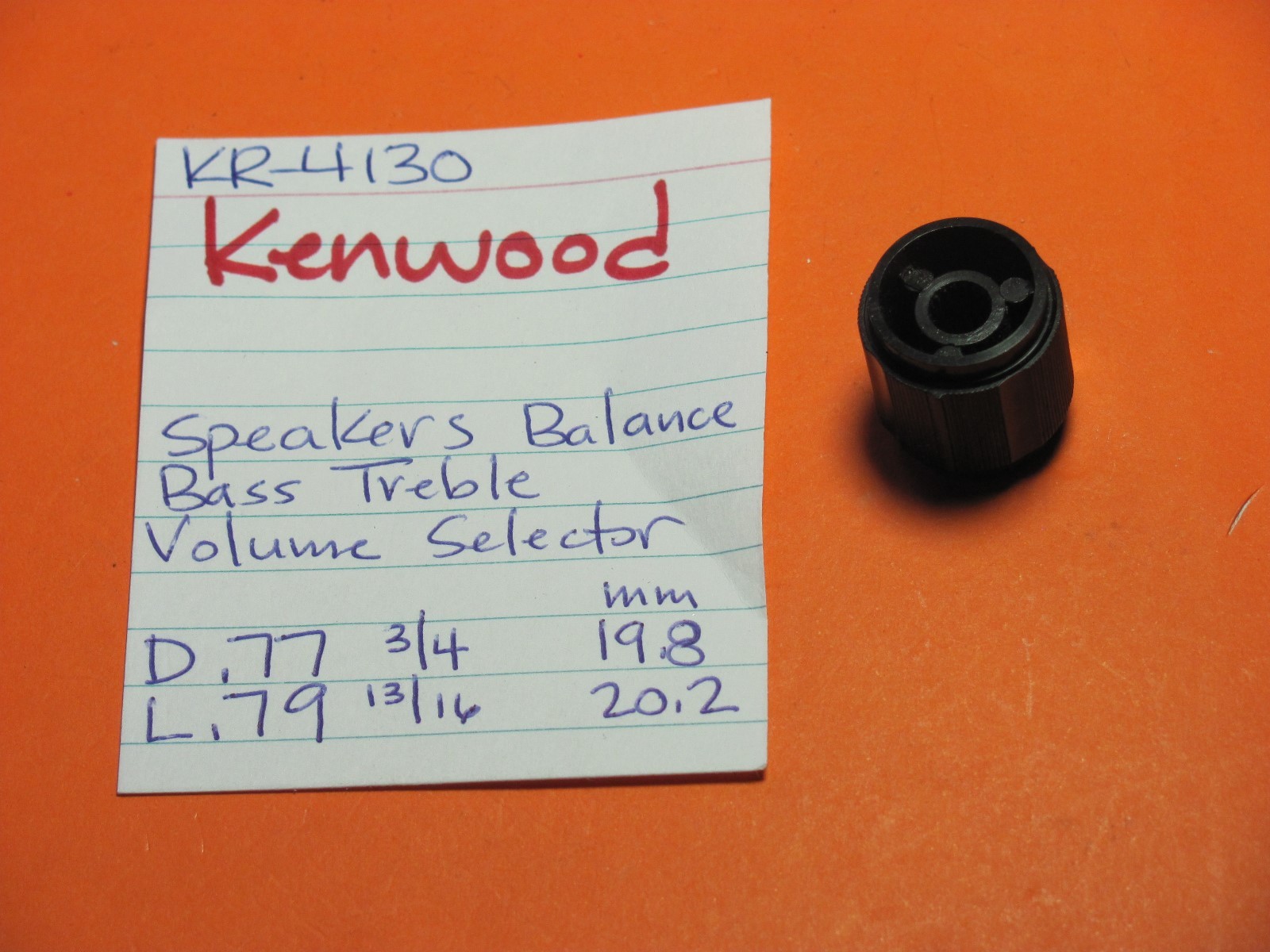 📈KENWOOD KR-4130 SPEAKERS BALANCE BASS TREBLE VOLUME SELECTOR KNOB