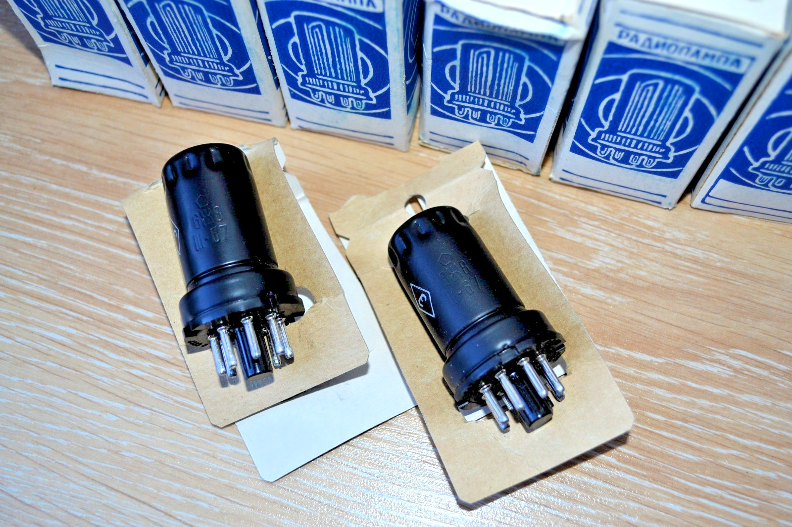 6pcs 6J8 6Ж8 = 6SJ7 HF Pentode Tube NEVZ Soviet MATCHED DATE 03/1967 NEW in BOX