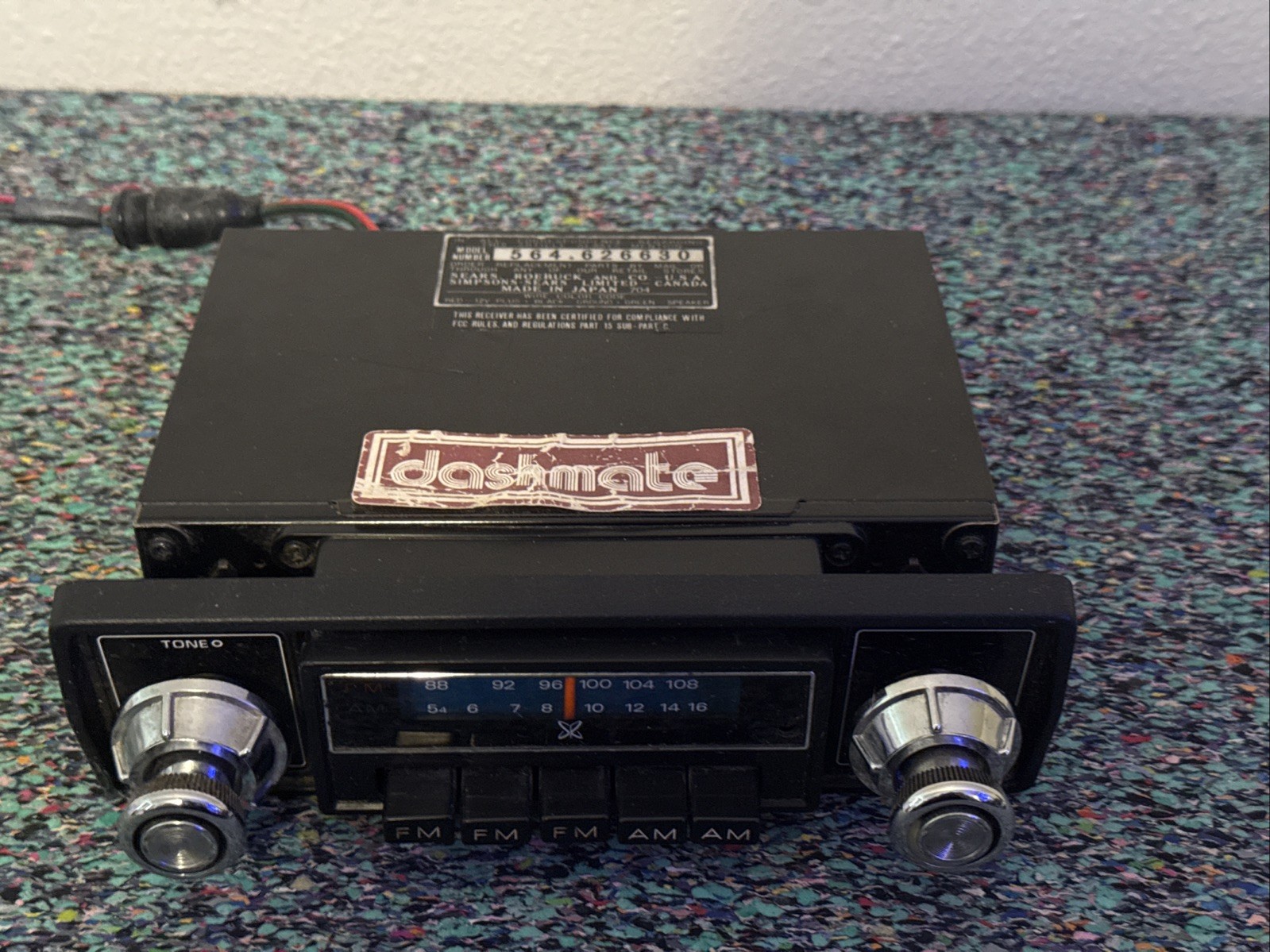 Vintage Sears Roebuck 564-626630 AM FM Car Transistor Auto Radio UNTESTED