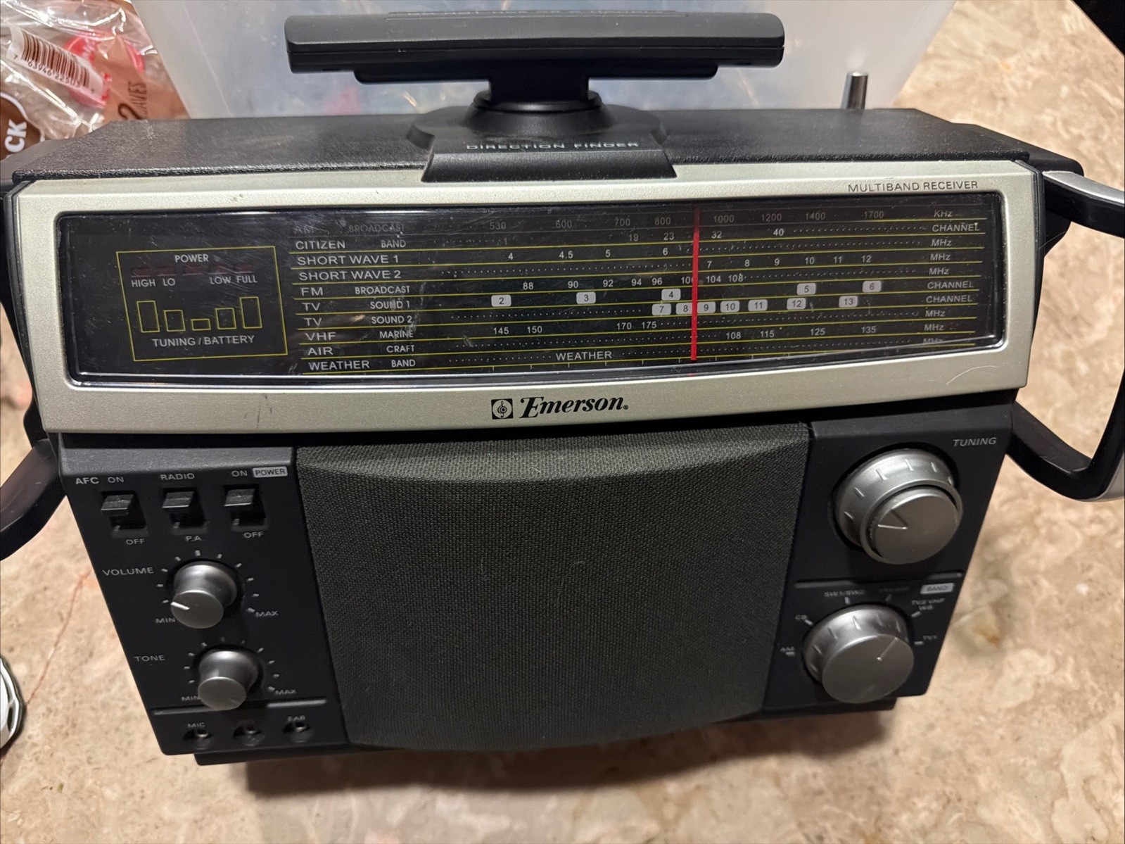 Vintage Emerson MBR-1 Multi Band AM/FM/CB/SW1&2/TV/AC/Weather/PA Portable Radio