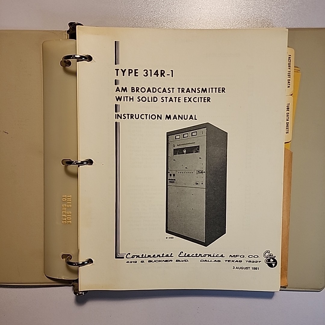 Continental Electronics Type 314R-1 AM Broadcast Transmitter Instruction Manual