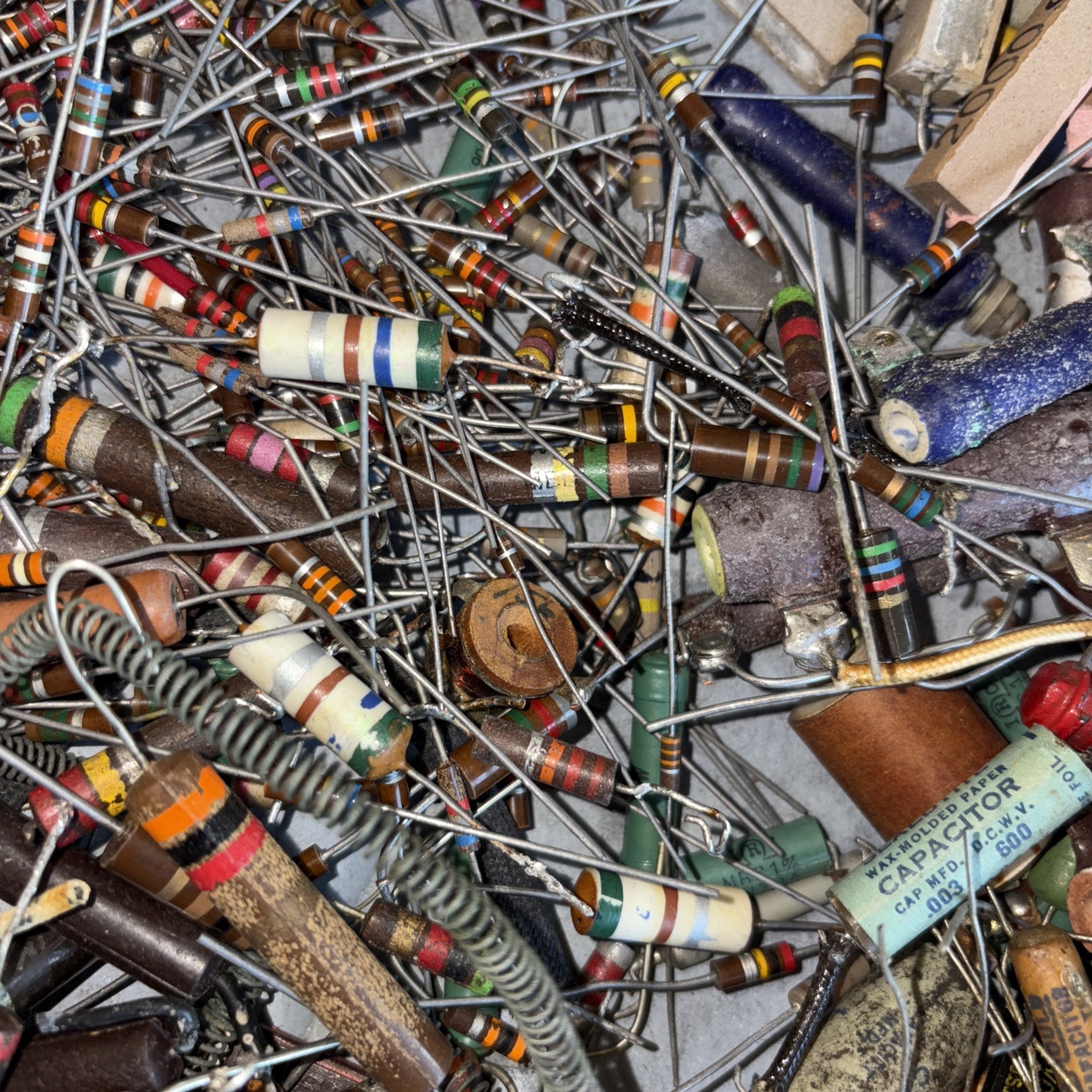 Bulk Vintage Capacitor Resistor Lot Sprague CUB Allen Bradley Tubes Untested