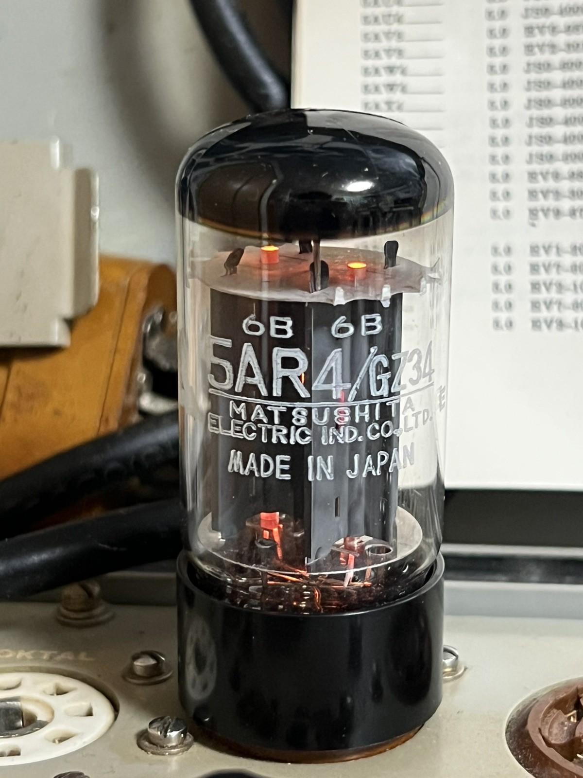 5AR4 GZ34 MATSUSHITA Vacuum Tubes Tested by TV-7 Strong