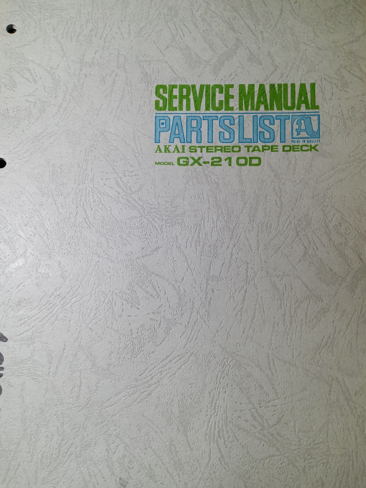 AKAI GX-210D Service Manual Reel to Reel ORIGINAL Pioneer TEAC Kenwood Roberts