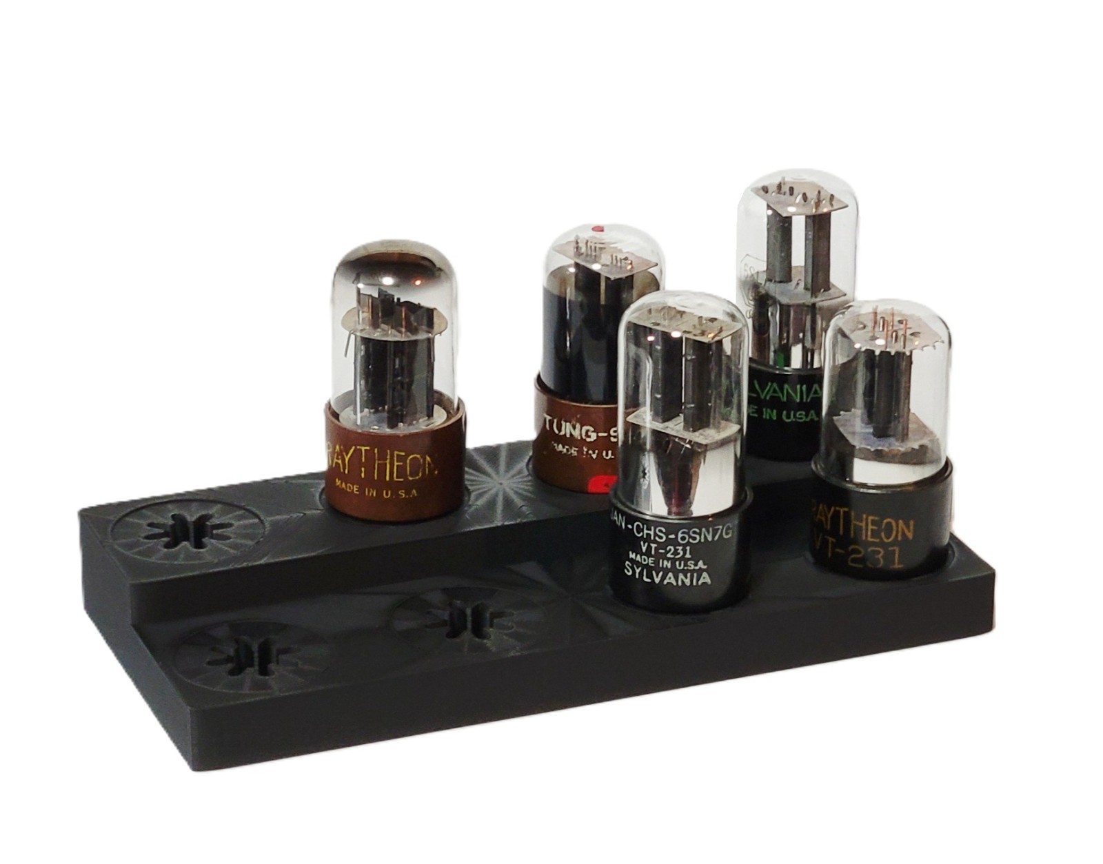 Vacuum Tube Display Stand for Eight (8) Octal sockets 6SN7, 6L6, 6SL7, 6V6, KT88