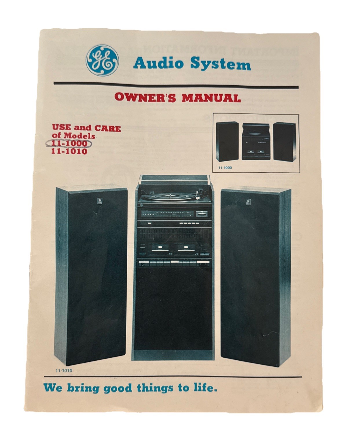 GE Compact Stereo System #11-1000 AM/FM Stereo 2 Cassette Phono Equalizer Read