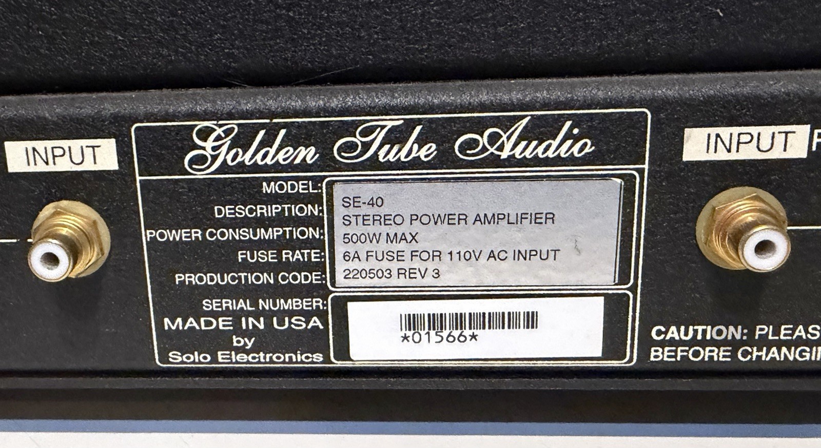 Golden Tube Audio SE-40 Power Amplifier W/ Sonic Craft Upgrade!