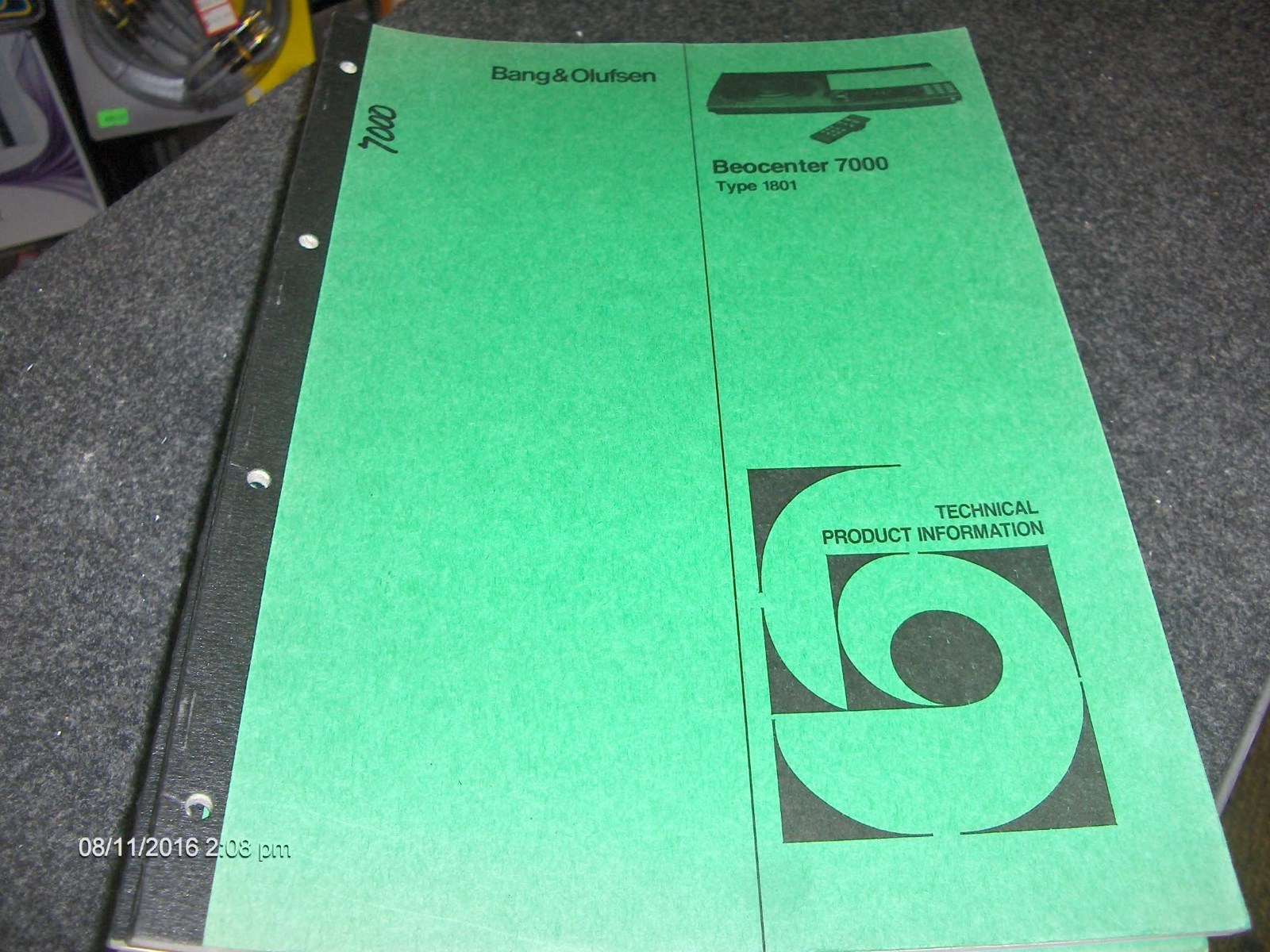 Bang & Olufsen Technical Manual Beocenter 7000 Type 1801
