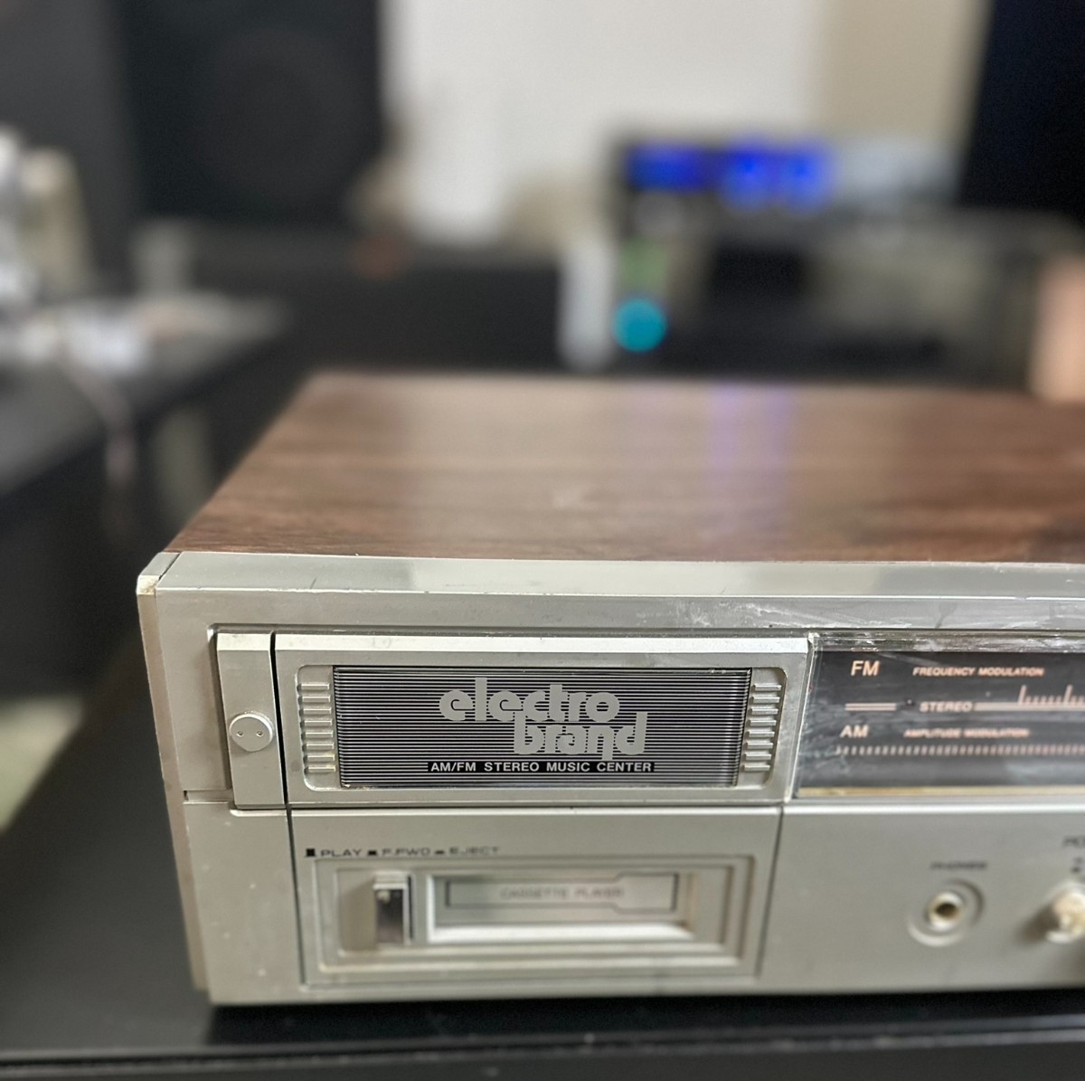 Electro Brand 7543 Stereo Receiver Cassette Player AM FM Vintage Woodgrain