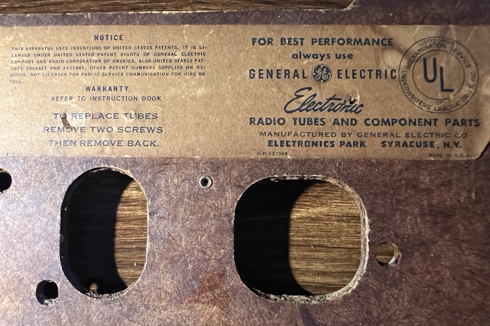 General Electric Tube Model 516 Radio Alarm Clock- Antenna Only