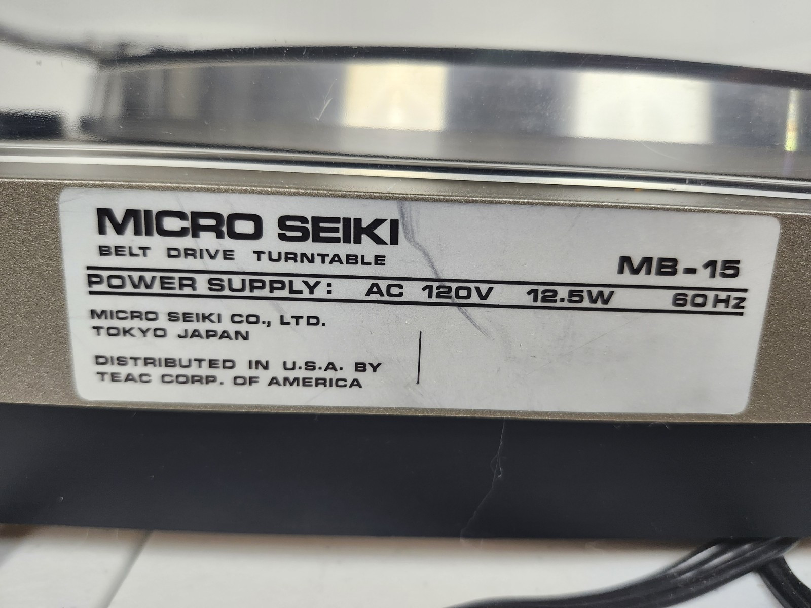 micro seiki turntable MB-15 VTG GOOD WORKING CONDITION
