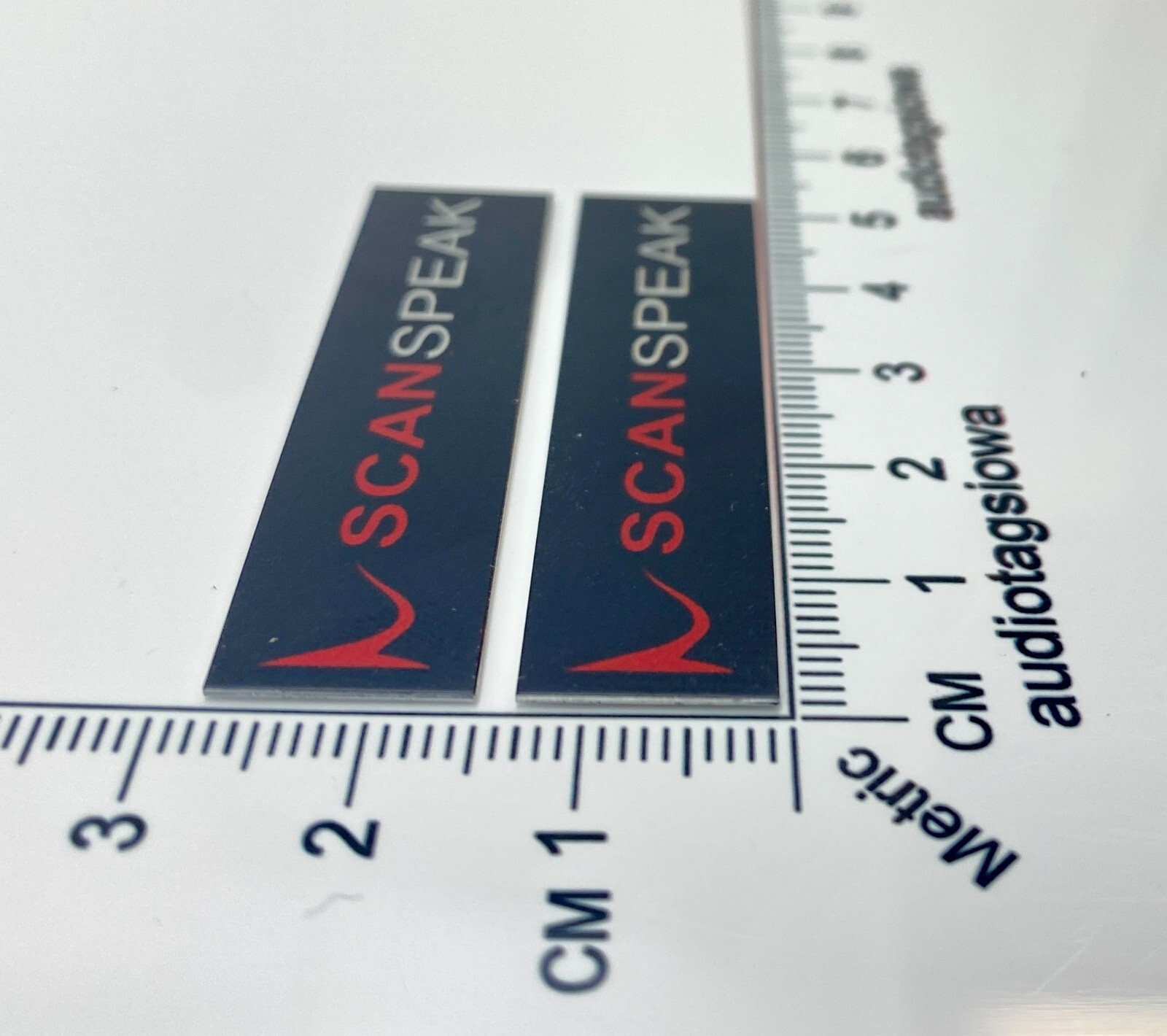 ScanSpeak Speaker Badge Logo Emblem PAIR Custom Made Self Stick Aluminum