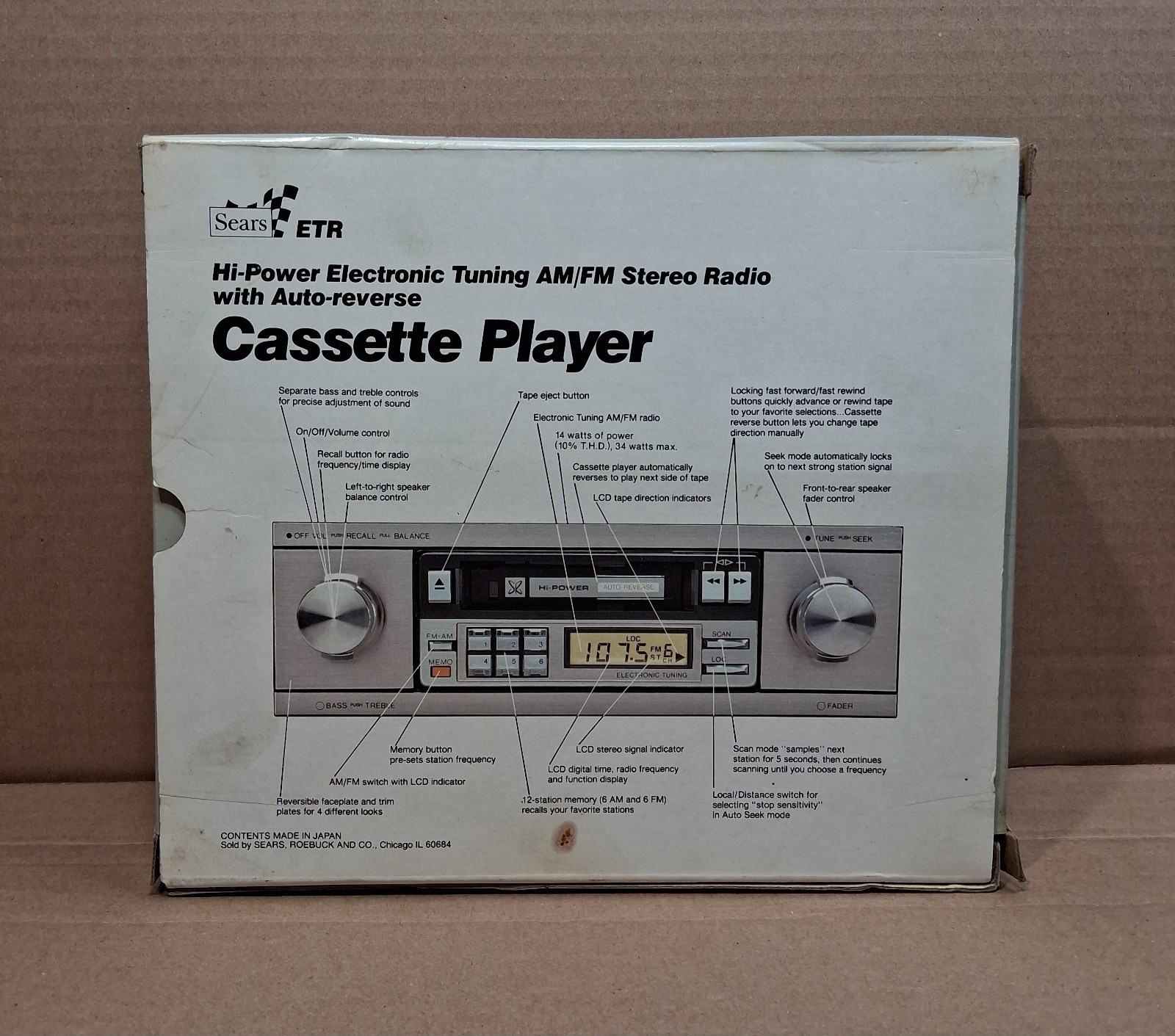 Vintage Sears Roebuck AM/FM Car Radio In Original Box
