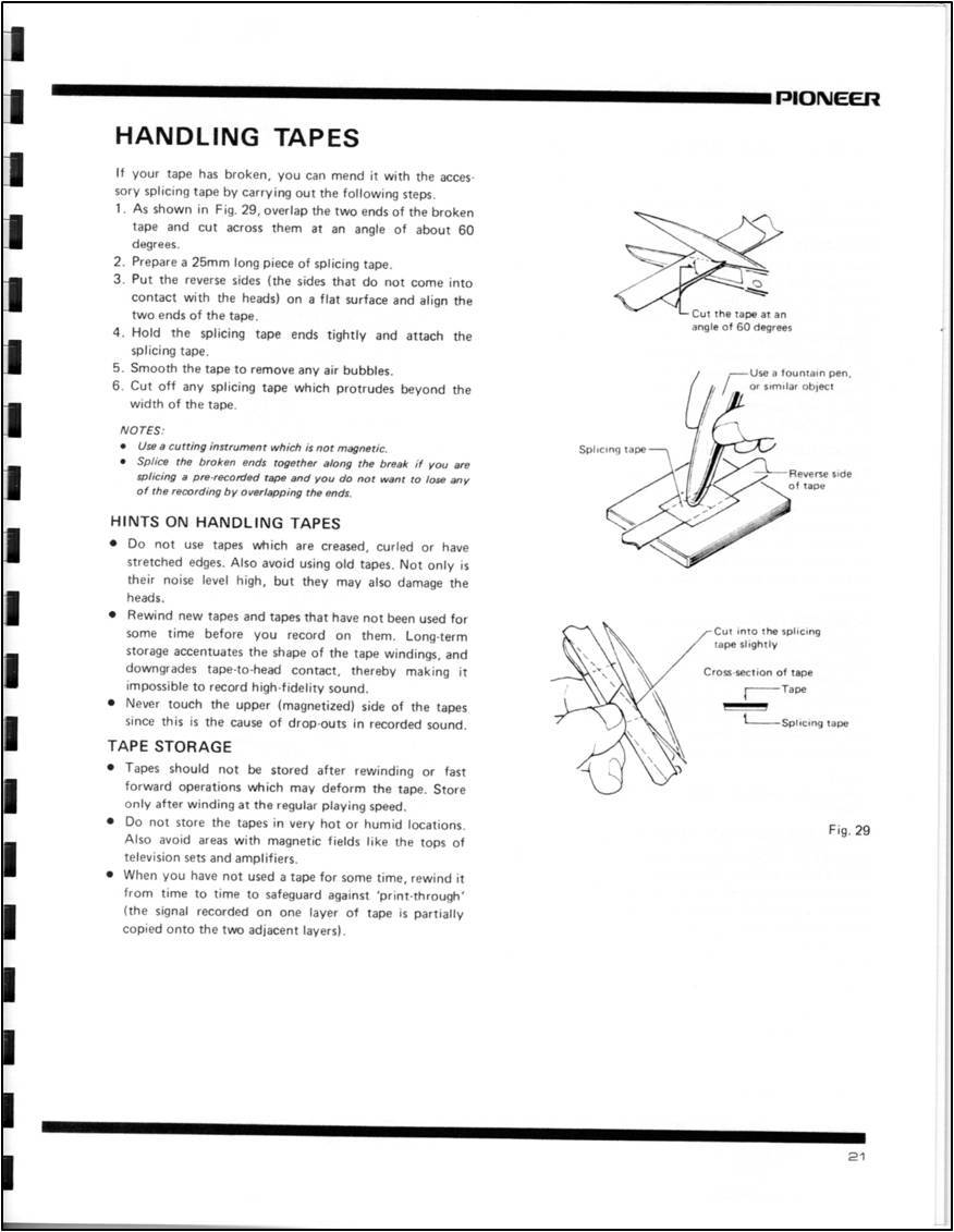 Pioneer RT-909 Reel to Reel Tape Deck Owners Manual