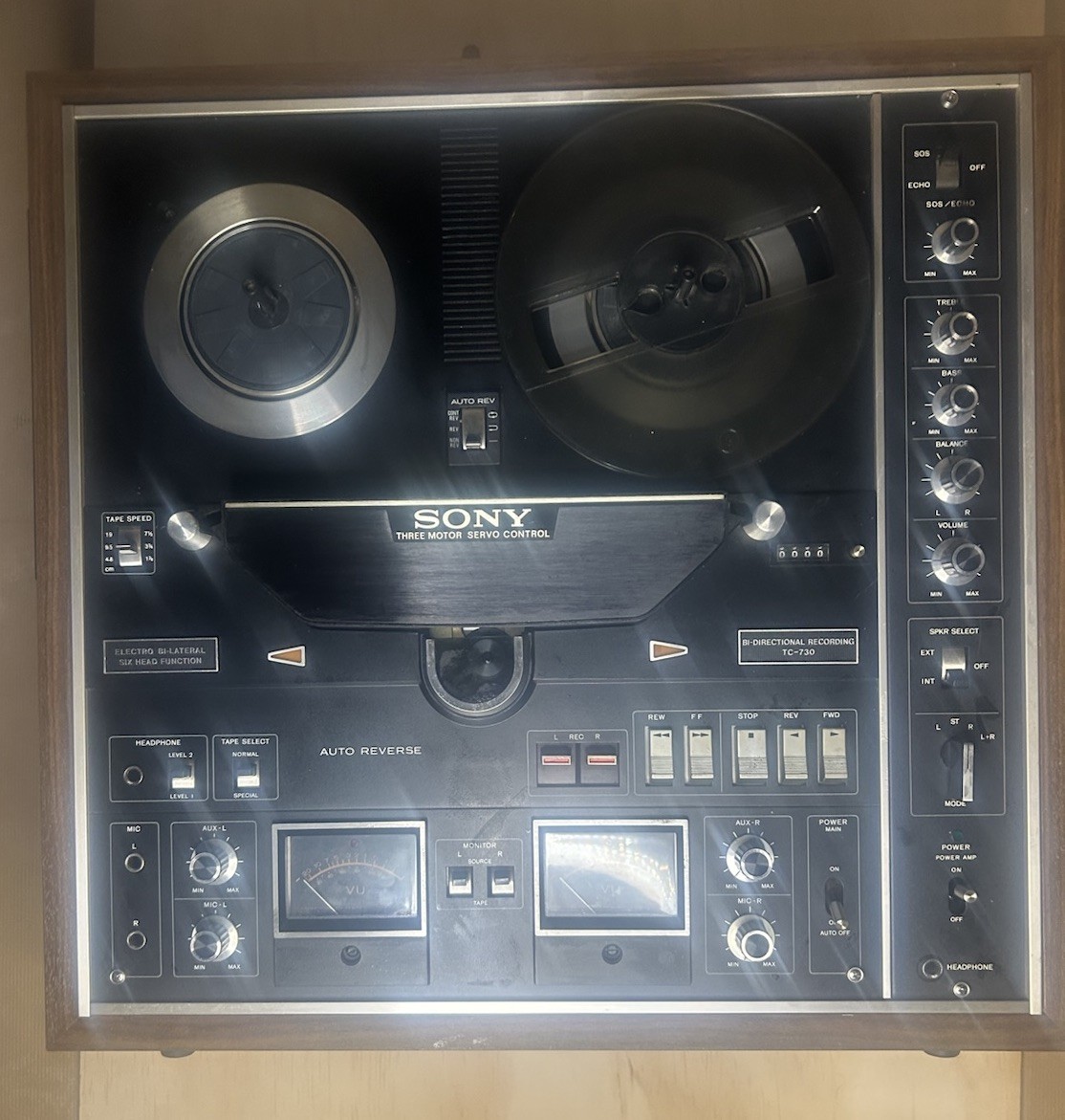 SONY TC-730 REEL- TO-REEL BI-DIRECTIONAL TAPE RECORDER TESTED W/ ACCESSORIES