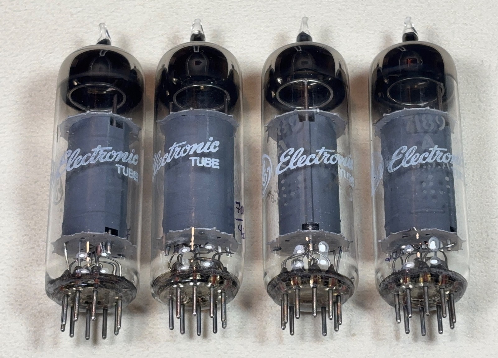 Matched Quad General Electric GE 7189A E84L 7189 EL84 Power Tubes