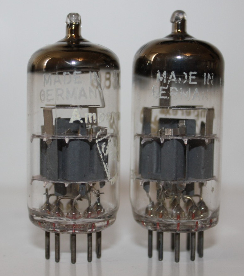 2 X Amperex Bugle Boy ECC86 (6GM8) tubes, made in Germany, Tested Excellent