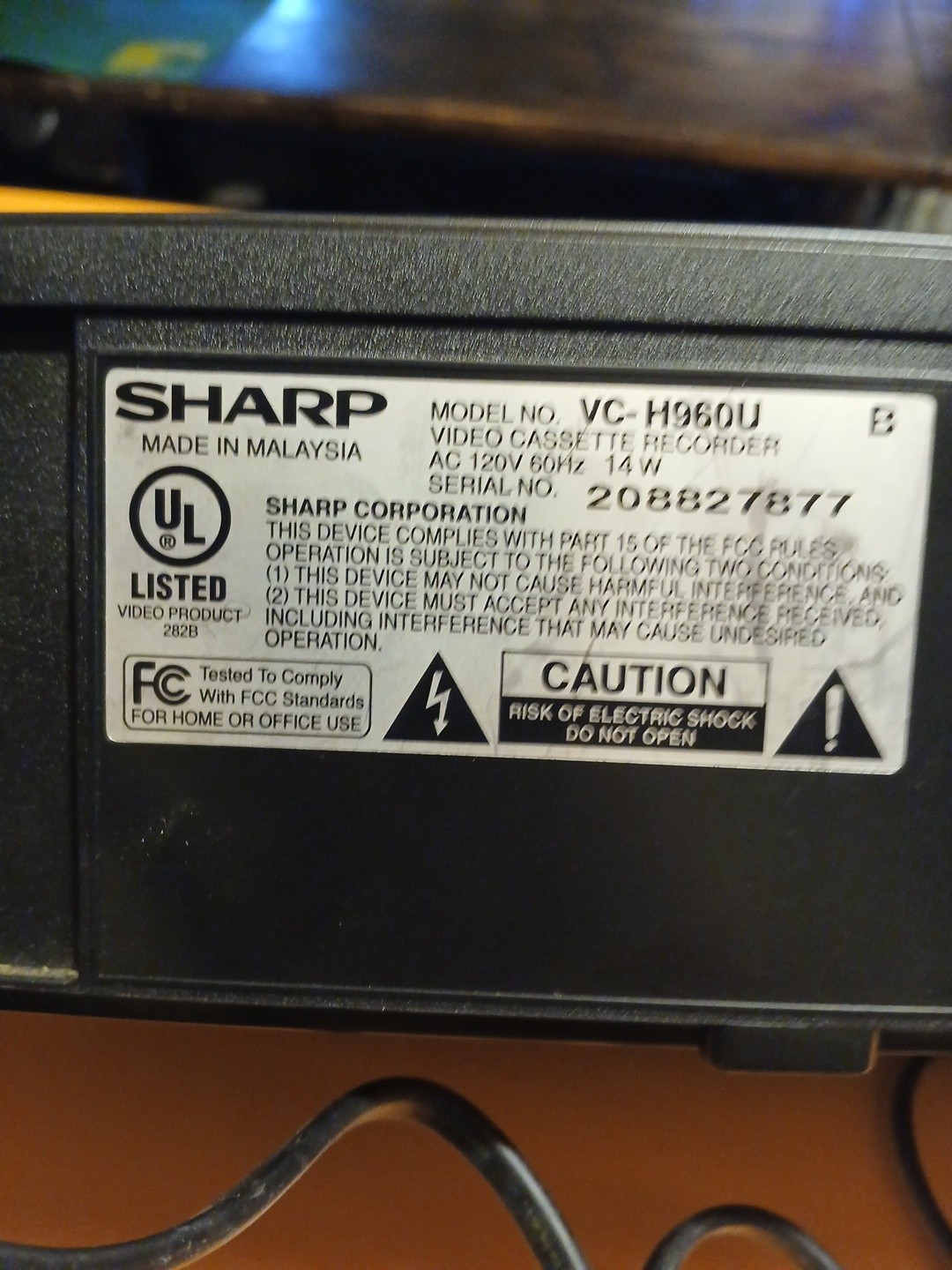 Sharp VC-H960 VHS 4 Head VCR Works No Remote See Pics