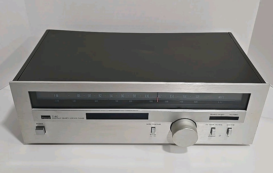 🔥 1979 SANSUI T-80 Digitally Quartz Locked AM/FM Stereo Tuner Silver Face WORKS