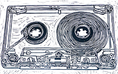 My Cassette, 2009; Linoleum block print