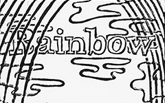 Rainbow, Tibetan, 2011; Linoleum block print, coloring book page
