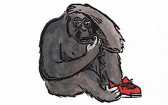 El Zapato del Gorila - Title Page, 1999; Linoleum block print and watercolor