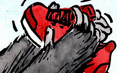 From El Zapato del Gorila, 1999; Linoleum block print and watercolor