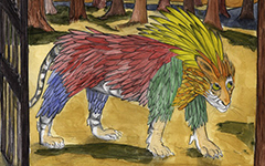 Feathered Tiger, 2010; Watercolor and colored pencil on paper