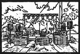Anniversary Party, 2009; Woodblock print